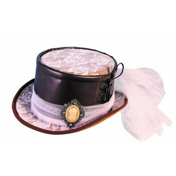 Steampunk Brown Victorian Cocktail Mini Top Hat Costume Accessory Women Monocle